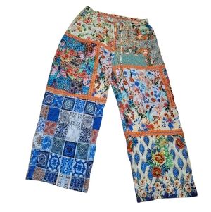 Lulalife Multicolor Patchwork Wide Leg Pants Australian Resortwear Batik Hippy